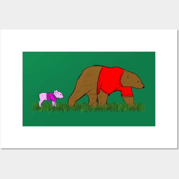 Bear and Piglette Wall Art by Boxless